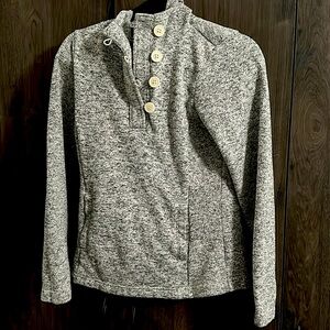 Columbia Womens Small Gray Darling Days Pullover Sweatshirt Fleece Button Hood